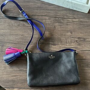 Kate Spade Black Crossbody Bag with Colorful Tassels